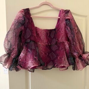 Buddy Love - Jafaar Pammie Puff Peplum Top | $30 | M